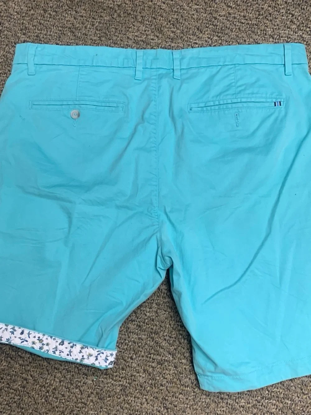 Denim & Flower Teal Shorts with Floral Lining - Picture 4 of 6